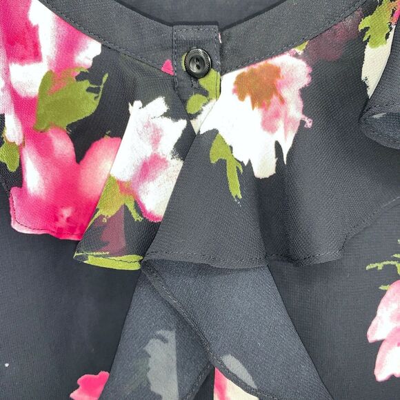 Jones Wear black floral semi-sheer blouse size 16 - Picture 2 of 8